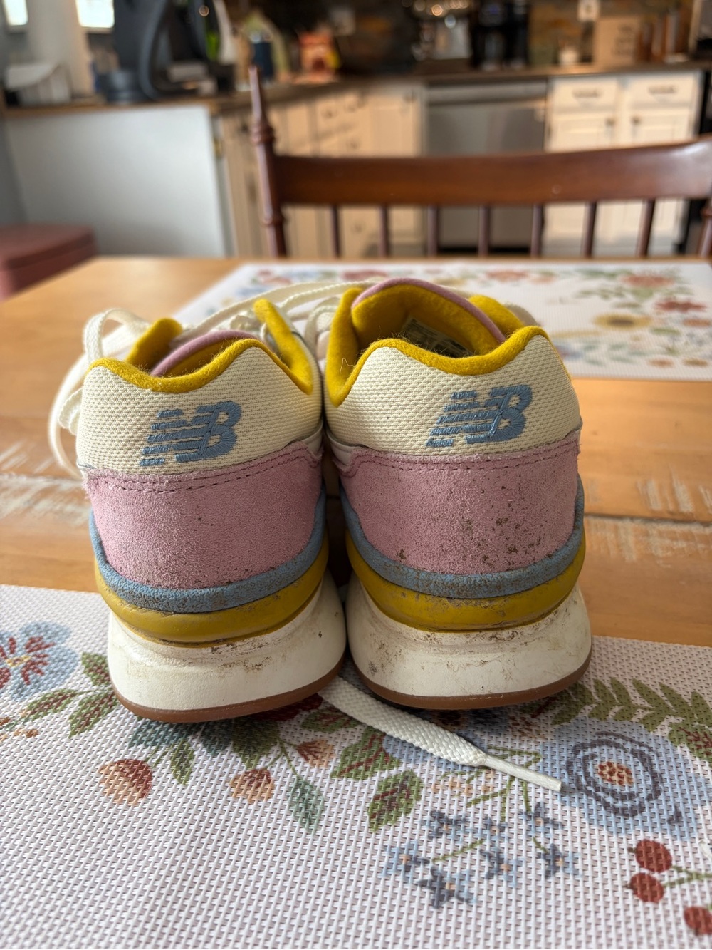 New Balance Pink and Yellow 997H Sneakers - Picture 4 of 11